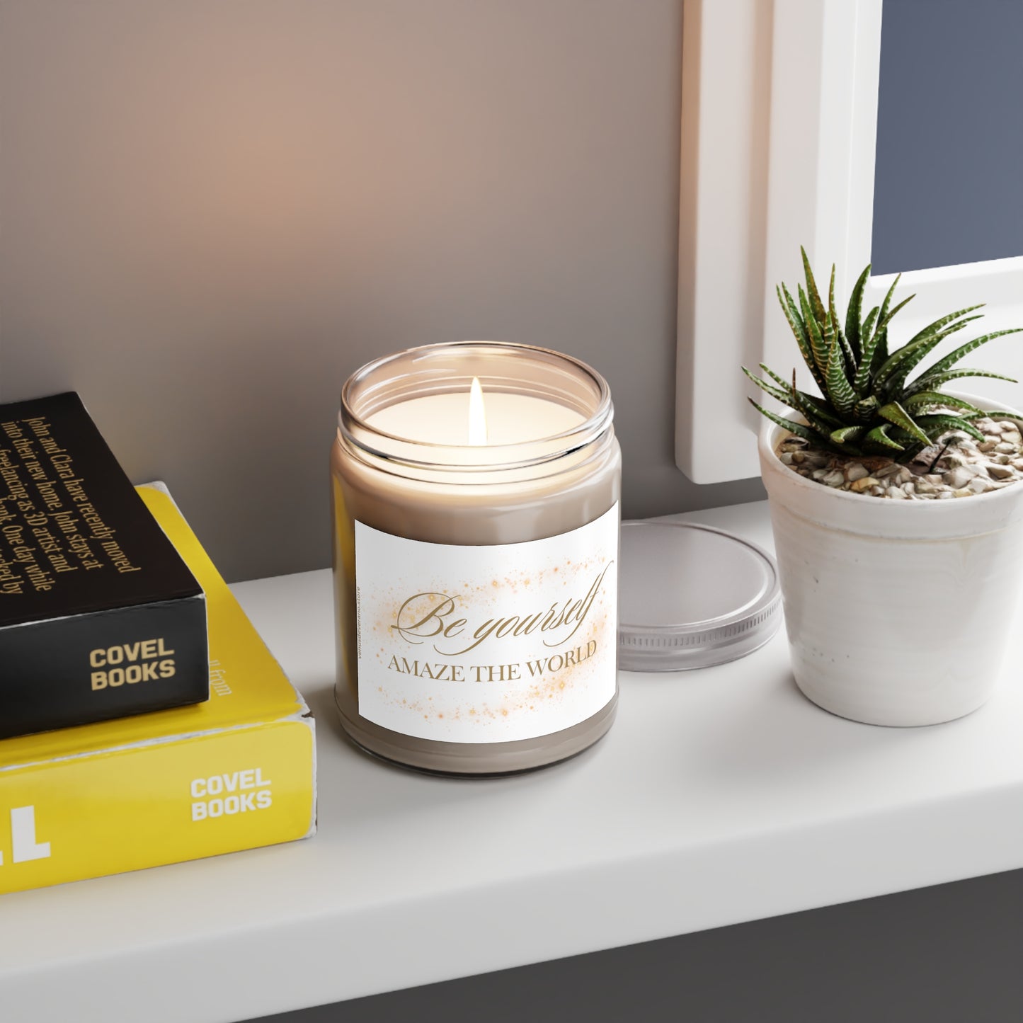 Scented Candles, 9oz - BE YOURSELF Amaze the World- Made 100% natural soy wax blend and cotton wick - Vanilla Bean, Comfort Spice and Sea Breeze fragrances available.