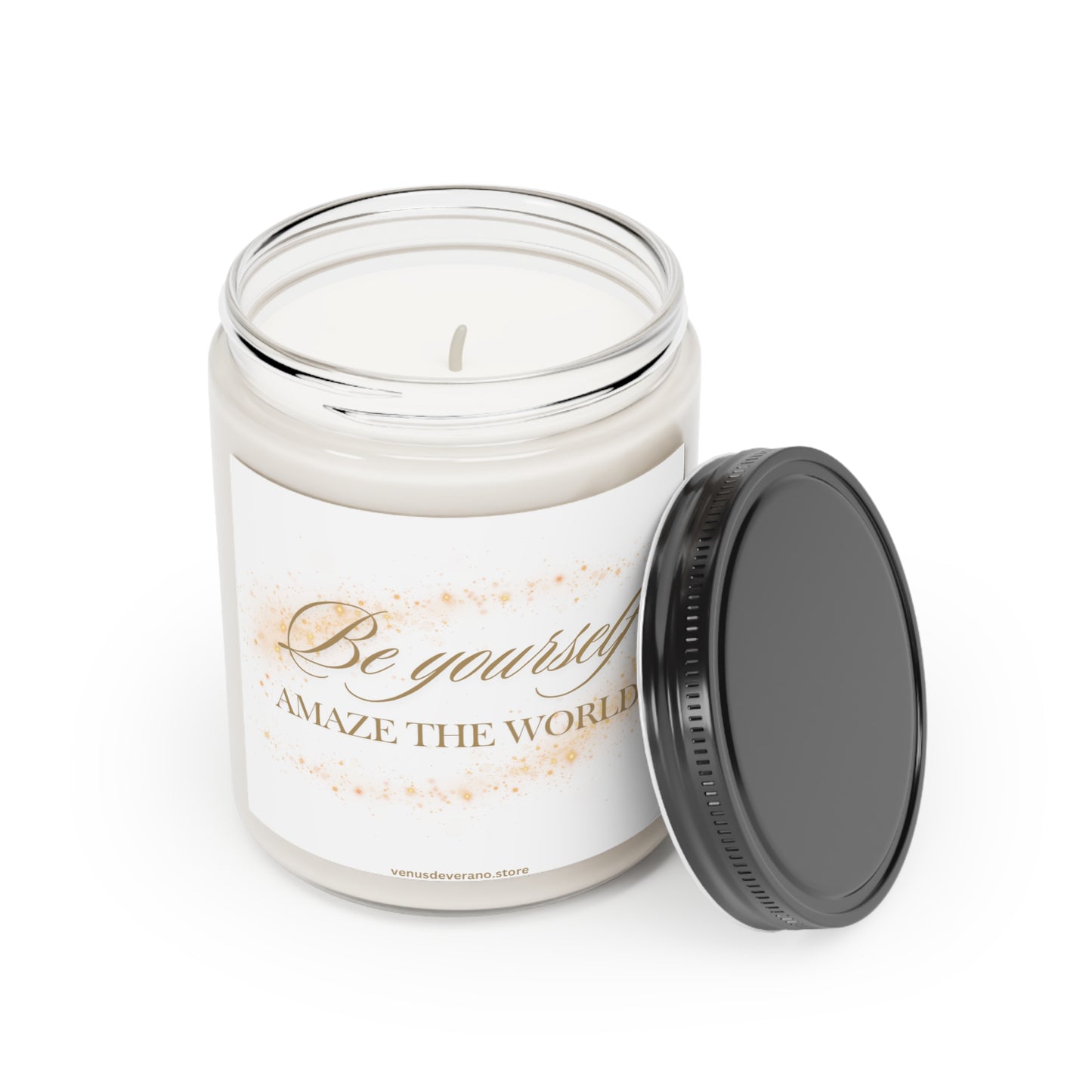 Scented Candle, 9oz - BE YOURSELF Amaze the World - Made from vegan soy coconut wax, hand-poured | 2 ambrosial fragrances available, Cinnamon Stick and Vanilla.