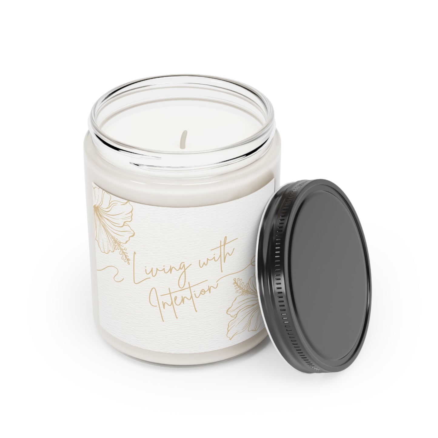Scented Candle, 9oz - Living with INTENTION - Made from vegan soy coconut wax, hand-poured | 2 ambrosial fragrances available, Cinnamon Stick and Vanilla.
