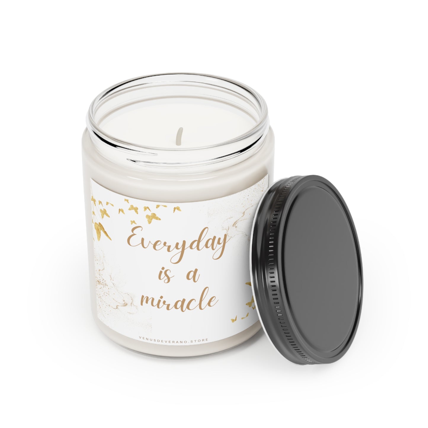 Scented Candle, 9oz - Everyday is a MIRACLE - Made from vegan soy coconut wax, hand-poured | 2 ambrosial fragrances available, Cinnamon Stick and Vanilla.